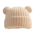 thumbnail image 1 of Povozer Baby Beanie Hat, Infant Newborn Baby Hats Cute Bear Ears Toddler Cotton Lined Newborn Girls Boys Warm Knitted Winter Hat,Size 1-10 Years,White, 1 of 5