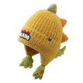 thumbnail image 1 of Povozer Baby Beanie Knit Toddler Hat for Girls Boys Kids Winter Hat With Dinosaur Design Blue White Knit Fleece Lined Ear One Size Warm Winter Headwear For Boys Girls,Size 1-4Years,Yellow, 1 of 9