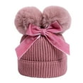 thumbnail image 1 of Povozer Baby Beanie Winter Hat Knitted Warm Hat with Bow Infant Toddler Beanies(Pink,6-36M), 1 of 4