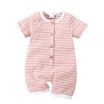 thumbnail image 1 of Povozer Baby Bodysuit Girls' Jumpsuits & Rompers Summer Jumpsuits,Striped Romper Short Sleeve Bodysuit Infant Striped Casual Jumpsuit,Size 3-6 Months,Pink, 1 of 3