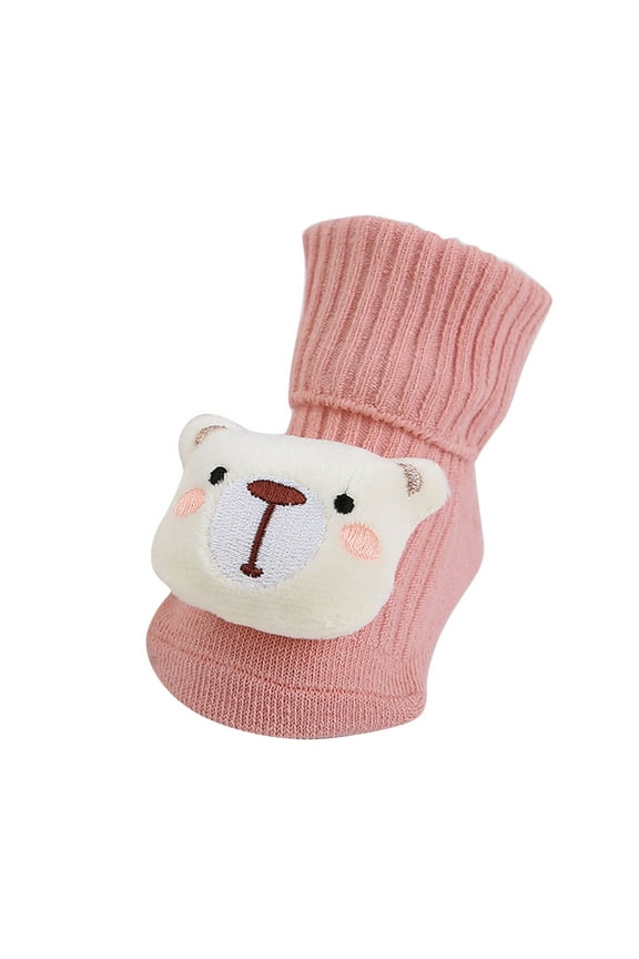 Baby Booties Cute Booties Fleece Slippers Soft Warm Newborn Crib Shoes(Hot Pink,0-6M)