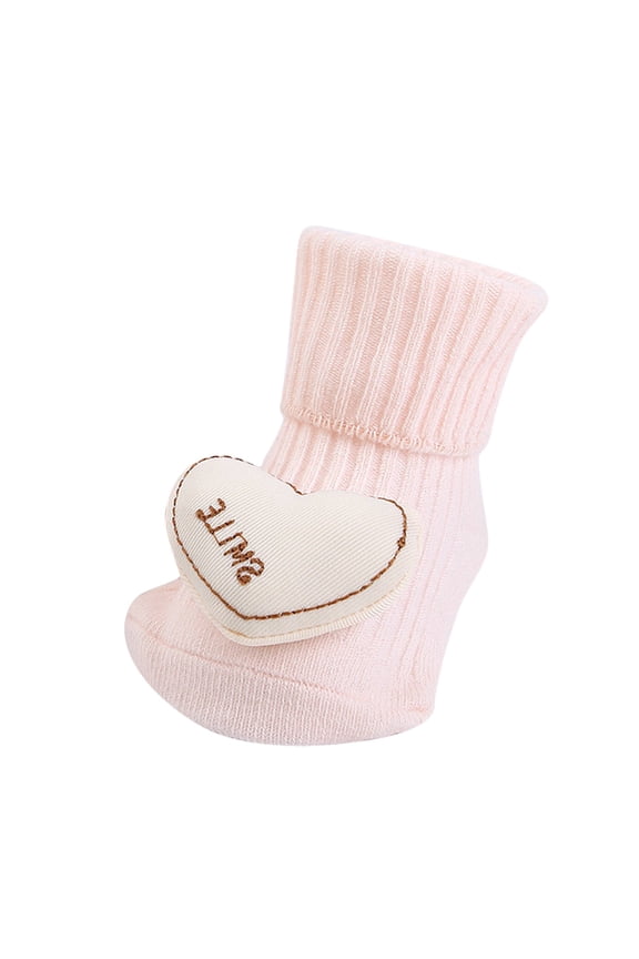 Baby Booties Cute Booties Fleece Slippers Soft Warm Newborn Crib Shoes(Pink,0-6M)