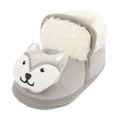 thumbnail image 1 of Povozer Baby Booties Cute Booties Fleece Slippers Soft Warm Crib Shoes Snow Boots(Gray,6-9 Months), 1 of 6