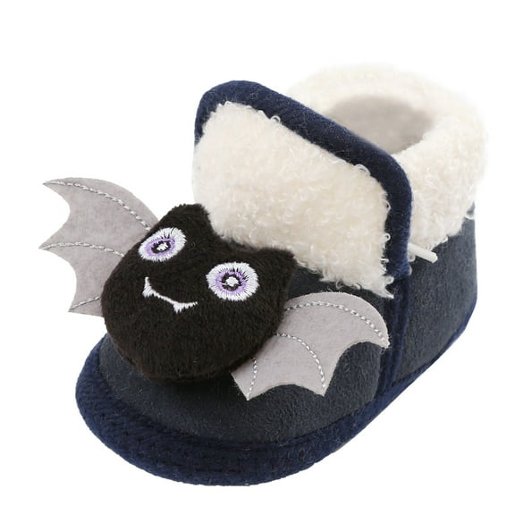 Povozer Baby Booties Cute Booties Fleece Slippers Soft Warm Newborn Crib Shoes Snow Boots(Navy,12-15 Months)
