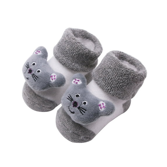 Povozer Baby Booties Girl Boy Cozy Sock Shoes Toddler Warm Knit Booties(Gray,One Size)