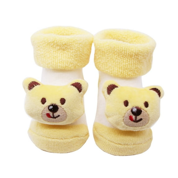 Povozer Baby Booties Girl Boy Cozy Sock Shoes Toddler Warm Knit Booties(Yellow,One Size)