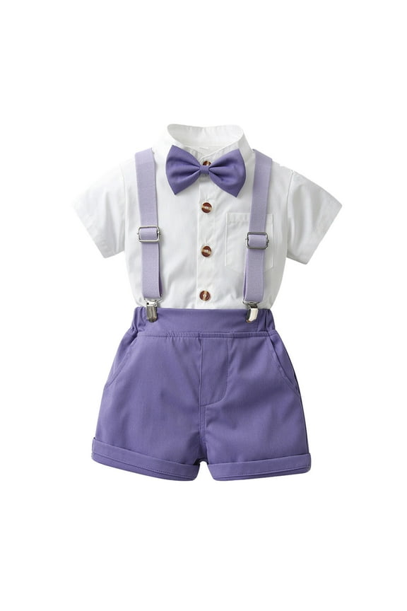 Baby Boy Bow Tie Outfits Baby Boy First Birthday Clothes Infant Boy Bow Tie Romper Bodysuit Cake Smash Outfits for 70,Purple