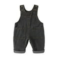 thumbnail image 1 of Povozer Baby Boy Girl Suspender Pants Overalls Corduroy Bib Pants Trousers with Pockets(Black,18-24M), 1 of 3