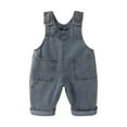 thumbnail image 1 of Povozer Baby Boy Girl Suspender Pants Overalls Corduroy Bib Pants Trousers with Pockets(Blue,6-12M), 1 of 5