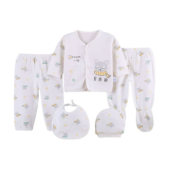 Povozer Baby Boy or Girl Unisex Shower Gift Set 5pcs Girl Clothes Baby Outfit Pants Layette Gift Set Shose+Romper Baby Set Boy Tops+Hat+Pants+Bib+Sock Girl Outfits Set for 0-3 Months,Yellow