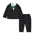 thumbnail image 1 of Povozer Baby Boy Suits Toddler Dress Shirt with Pants Sets Gentleman Wedding(Black,6-7Y), 1 of 5