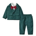 thumbnail image 1 of Povozer Baby Boy Suits Toddler Dress Shirt with Pants Sets Gentleman Wedding(Green,5-6Y), 1 of 5