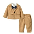 thumbnail image 1 of Povozer Baby Boy Suits Toddler Dress Shirt with Pants Sets Gentleman Wedding(Khaki,12-24M), 1 of 4