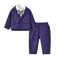 thumbnail image 1 of Povozer Baby Boy Suits Toddler Dress Shirt with Pants Sets Gentleman Wedding(Purple,4-5Y), 1 of 4