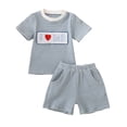 thumbnail image 1 of Povozer Baby Boy Summer Clothes Toddler Boy Outfits Baby Boy 4th Of July Outfit Toddler Waffle Short Sleeve T Shirt Tops Shorts 2 Piece Set Summer Patriotic Clothes,Size 18-24 Months,Blue, 1 of 9