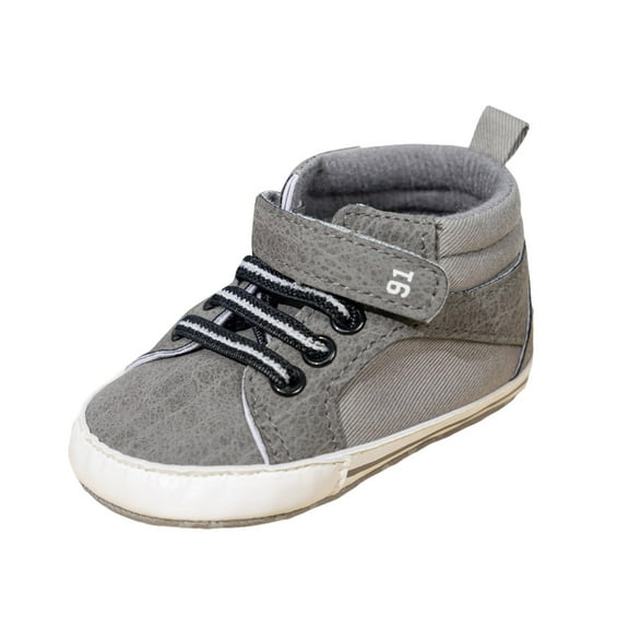 Povozer Baby Boys Girls Shoes High Tops Ankle Sneakers Soft Anti-Slip Sole for First Walkers(Gray,7 Toddler)