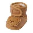 thumbnail image 1 of Povozer Baby Boys Girls Warm Cozy Cotton Winter Booties Fleece First Walker Winter Warm Crib Shoes(Coffee,18-24 Months), 1 of 6