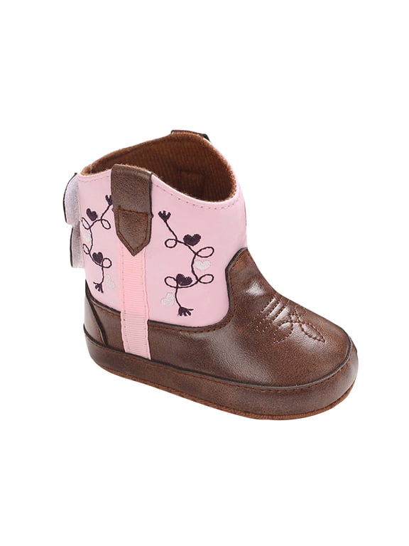 Baby Boys Girls Western Cowboy Boots Infant Booties Toddler Soft Sole(Red,6-12M)