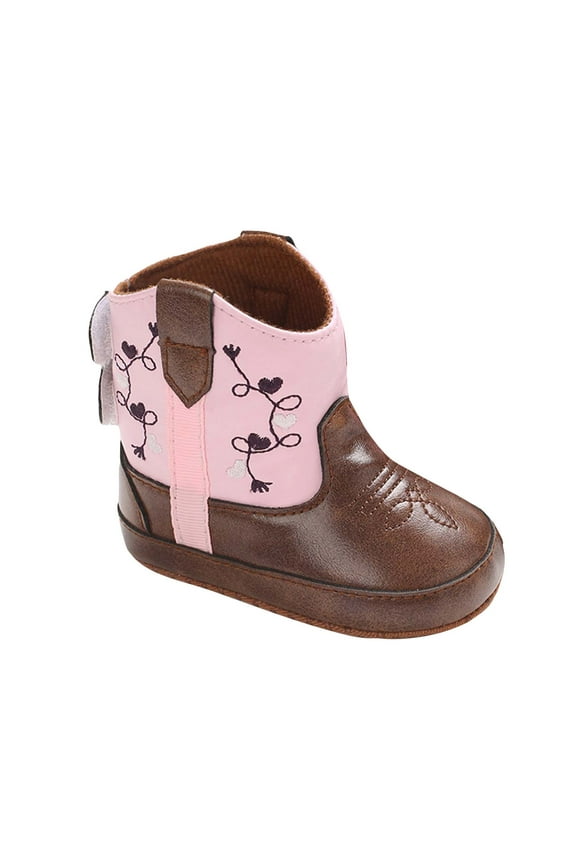 Baby Boys Girls Western Cowboy Boots Infant Booties Toddler Soft Sole(Red,6-12M)