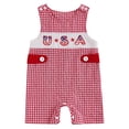 thumbnail image 1 of Povozer Baby Boys Romper Bodysuit Baby Boy 250 Anniversary 4th Of July Baby Clothes Newborn Girl Boy Smocked Romper Flag Plaid Overalls Infant First 4th Of July Outfit Size 3-6 Months,Hot Pink, 1 of 7
