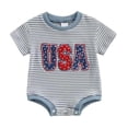 thumbnail image 1 of Povozer Baby Boys Romper Bodysuits For Baby Usa 250th Anniversary Shirt Newborn Infant Baby Girl Boy 4th Of July Romper Flag Bow Embroidery Summer Size 0-3 Months,Blue, 1 of 5