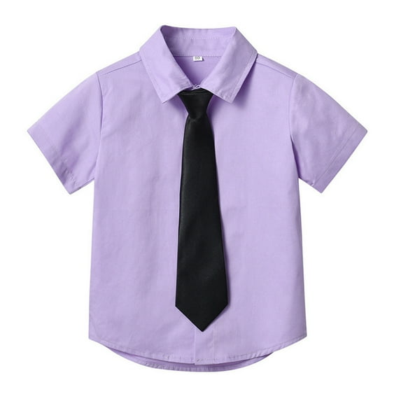Povozer Baby Boys Short Sleeve Shirt 2025 Toddler Boys Shirts Kids Button Down Tropical Print Shirt Baby Short Sleeve T-Shirt Tops Cute Beach Clothes for 0-2 Years,Purple