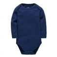 thumbnail image 1 of Povozer Baby Boys and Girls Long Sleeve Solid Color Onesie Bodysuits(Blue,18-24M), 1 of 5