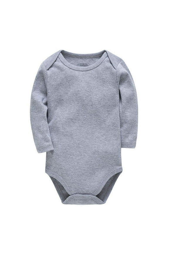 Baby Boys and Girls Long Sleeve Solid Color Onesie Bodysuits(Gray,3-6M)