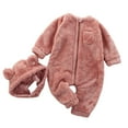 thumbnail image 1 of Povozer Baby Fleece Snowsuit, Infant Winter Coat, Long Sleeve Baby Rompers Jumpsuit(Pink,6-12 Months), 1 of 4