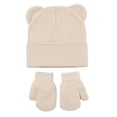 thumbnail image 1 of Povozer Baby Girl Beanie Winter Baby Boy Hat Winter Baby Knitted Ear Warmers Cute Ear Wool Hat Gloves Set,Size 0-6 Months,Beige, 1 of 8
