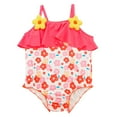 thumbnail image 1 of Povozer Baby Girl Swimsuit Bathing Suit Flower Print Ruffle One Piece Swimwear(Watermelon Red,24-36M), 1 of 4
