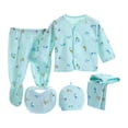thumbnail image 1 of Povozer Baby Girls Clothes Toddler Summer Outfits For Girls,Infant Toddler Clothes Baby Suit Newborn Clothes Five Piece Set Baby Clothes,Size 0-3 Months,Blue, 1 of 9