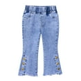 thumbnail image 1 of Povozer Baby Girls Denim Bell Bottom Jeans Vintage Toddler Kid Pants Jeans(Gold,4-5Y), 1 of 6