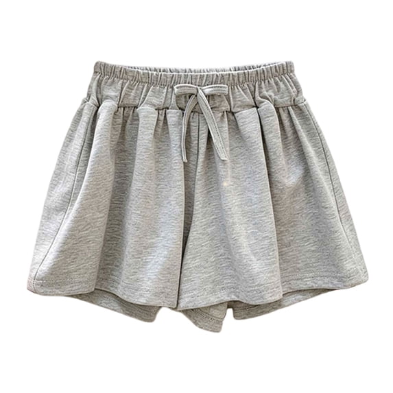 Povozer Baby Girls Ruffle Shorts,Toddler Girls Workout Clothing,Girls Shorts Lightweight Butterfly Shorts for Girls Soft Stretch Flowy Skort,Size 8-10 Years ,Grey