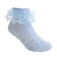 thumbnail image 1 of Povozer Baby Girls Ruffle Socks Toddler Girls Frilly Dress Crew Socks(Blue,2-4Y), 1 of 5