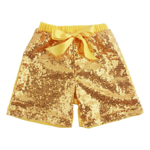 Povozer Baby Girls Shorts Toddler Sequin Shorts Sparkles on Both Sides(Yellow,2-3Y)