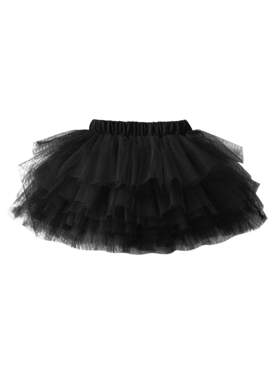 Baby Girls' Tutu Skirt Toddler Layered Tulle Tutus(Black,1-2Y)