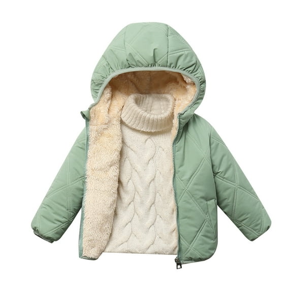 Povozer Baby Girls Winter Fleece Coat Toddler Puffer Jacket Infant Outerwear(Green,12-18M)