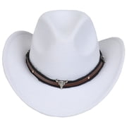 Povozer Baby Hat Childrens Woolen Hat With Upturned Brim Fedora Cowboy Hat Head Accessory Solid Color Top Hat Wide Brimmed Hat Boys Fashion Girls Fashion,Size 3-18 Years,White