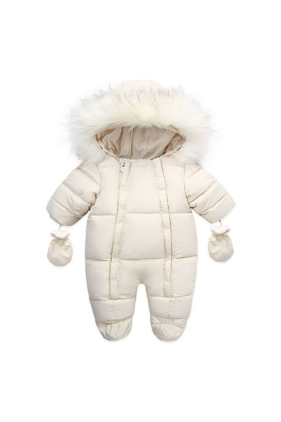 Baby Snowsuit Boys' & Girls' Light Waterproof Snowsuit Infant Snowsuit(Beige,0-6 Months)