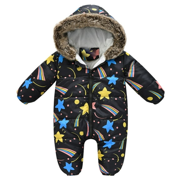 Povozer Baby Snowsuit Boys' Girls' Waterproof Snowsuit - Infant Snowsuit(Black,18-24M)