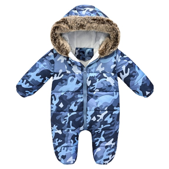 Povozer Baby Snowsuit Boys' Girls' Waterproof Snowsuit - Infant Snowsuit(Blue,18-24M)