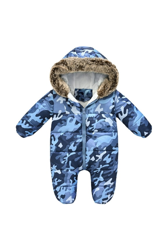 Baby Snowsuit Boys' Girls' Waterproof Snowsuit - Infant Snowsuit(Blue,18-24M)