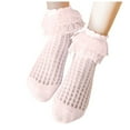 thumbnail image 1 of Povozer Baby Socks Toddler Girls Ruffle Socks Turn Cuff Cotton Socks(Pink,1-3Y), 1 of 6