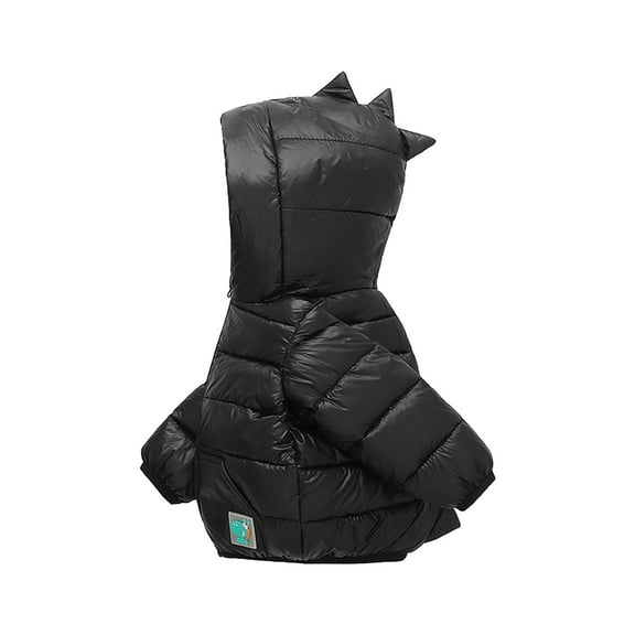 Povozer Baby Toddler Boy Girl Winter Dinosaur Hooded Puffer Jackets Coats Warm Zip-UP Padded Outerwear(Black,5-6 Years)
