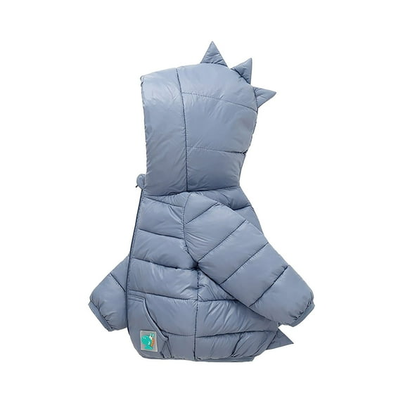 Povozer Baby Toddler Boy Girl Winter Dinosaur Hooded Puffer Jackets Coats Warm Zip-UP Padded Outerwear(Dark Blue,3-4 Years)