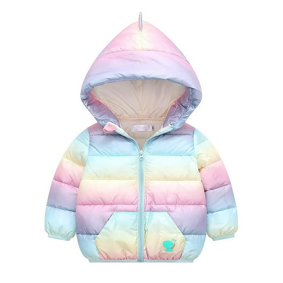 Povozer Baby Toddler Boy Girl Winter Dinosaur Hooded Puffer Jackets Coats Warm Zip-UP Padded Outerwear(Light Purple,3-4 Years)