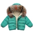 thumbnail image 1 of Povozer Baby Toddler Boys Girls Winter Coats Hooded Jacket Snowsuit Outerwear(Green,6-12M), 1 of 5