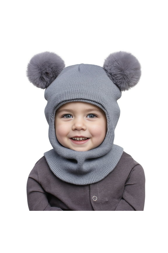 Baby Winter Hat Scarf Set Toddler Beanie Hats Boy with Neck Warmer(Light Gray,One Size)