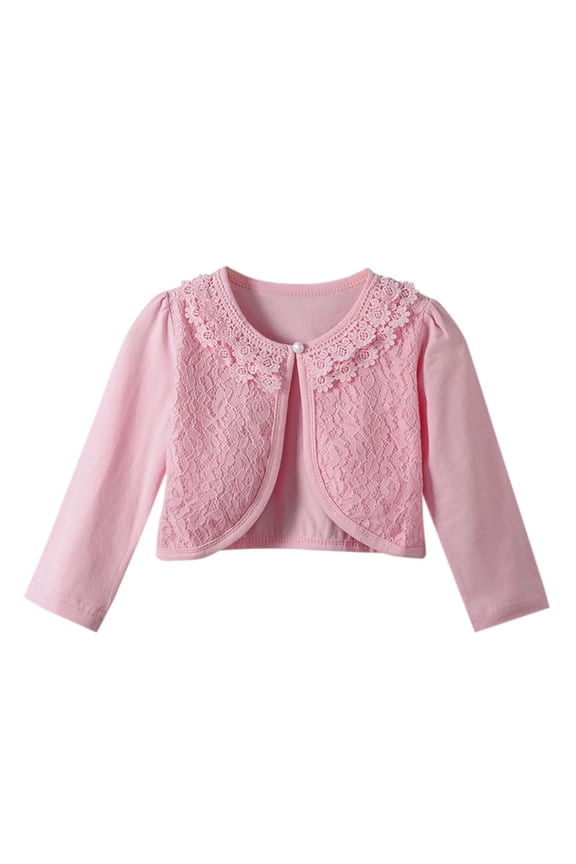 Baby and Toddler Girls Shirts Toddler Kids Baby Little Girls Lace Princess Bolero Cardigan Shrug Tops Clothes,Size 6-7 Years,Pink